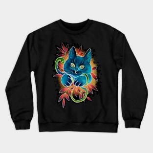 Neon cat Crewneck Sweatshirt